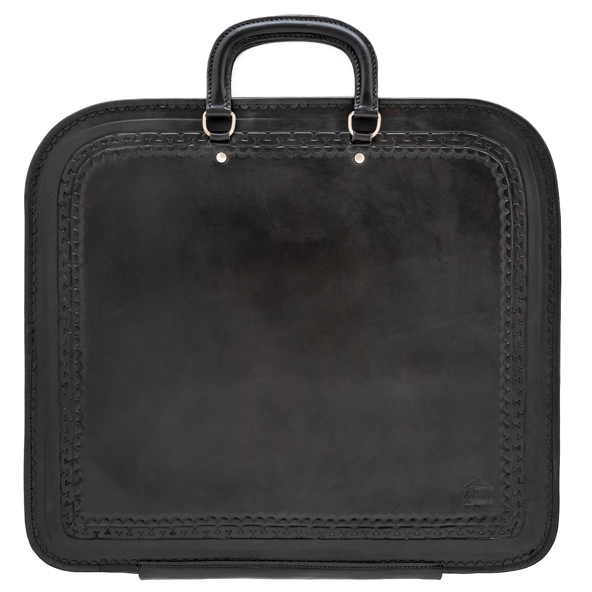 Genuine full-grain black leather Masonic regalia case handcrafted by Zeebro.
