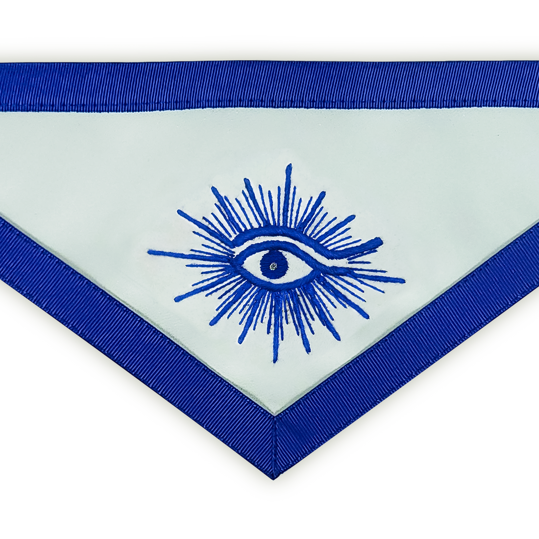 Blue Lodge Officers Masonic Apron Set of 13 | Royal Blue Ribbon Detailing & Embroidered Wreath