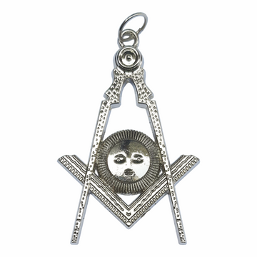 Senior Deacon Jewel – Square & Compass with Sun Rays, silver Masonic officer jewel