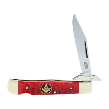 Cougar Claw RBJ 4.5”, Handmade and Hand-Polished Pen Clip Blade Knife with Red Jigged Bone Handle