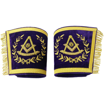 Grand Master Cuffs - Gold Bullion Hand Embroidery on Purple Velvet