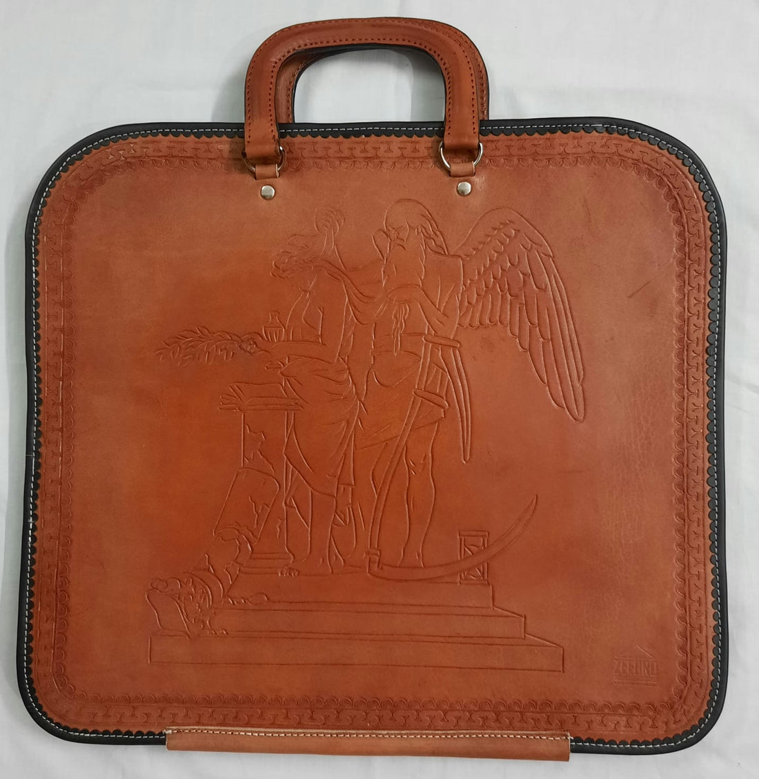 Customized Hand-Tooled Brown Leather Apron Case | M.W. Michael Olegario | Grand Lodge of Arkansas