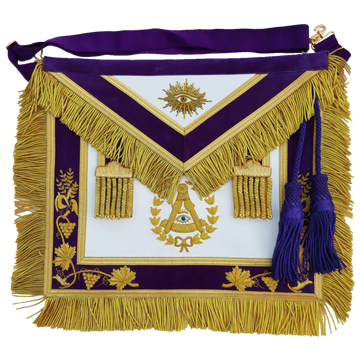 Grand Master Apron - Gold Bullion Hand-Embroidery on Purple Velvet