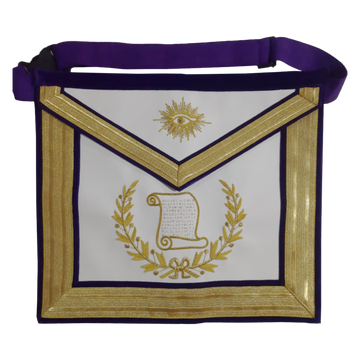 Grand Orator Apron - Gold Bullion Hand-Embroidery on Purple Velvet