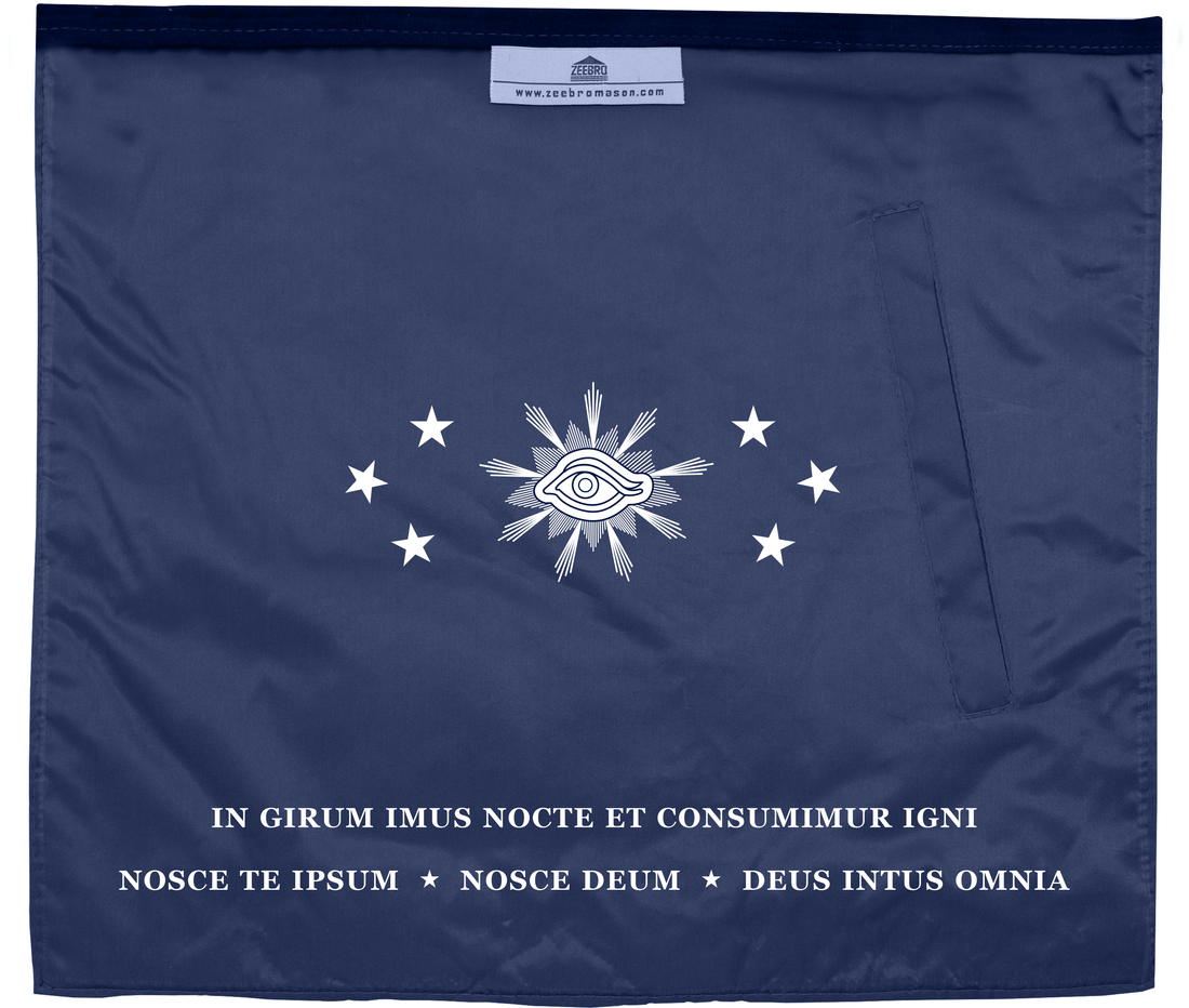 Customized Past Master Blue Lodge Apron with Boaz & Jachin Columns (Lawrence Taft - Volusia Lodge No. 77)
