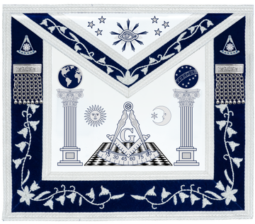 Customized Past Master Blue Lodge Apron with Boaz & Jachin Columns (Lawrence Taft - Volusia Lodge No. 77)