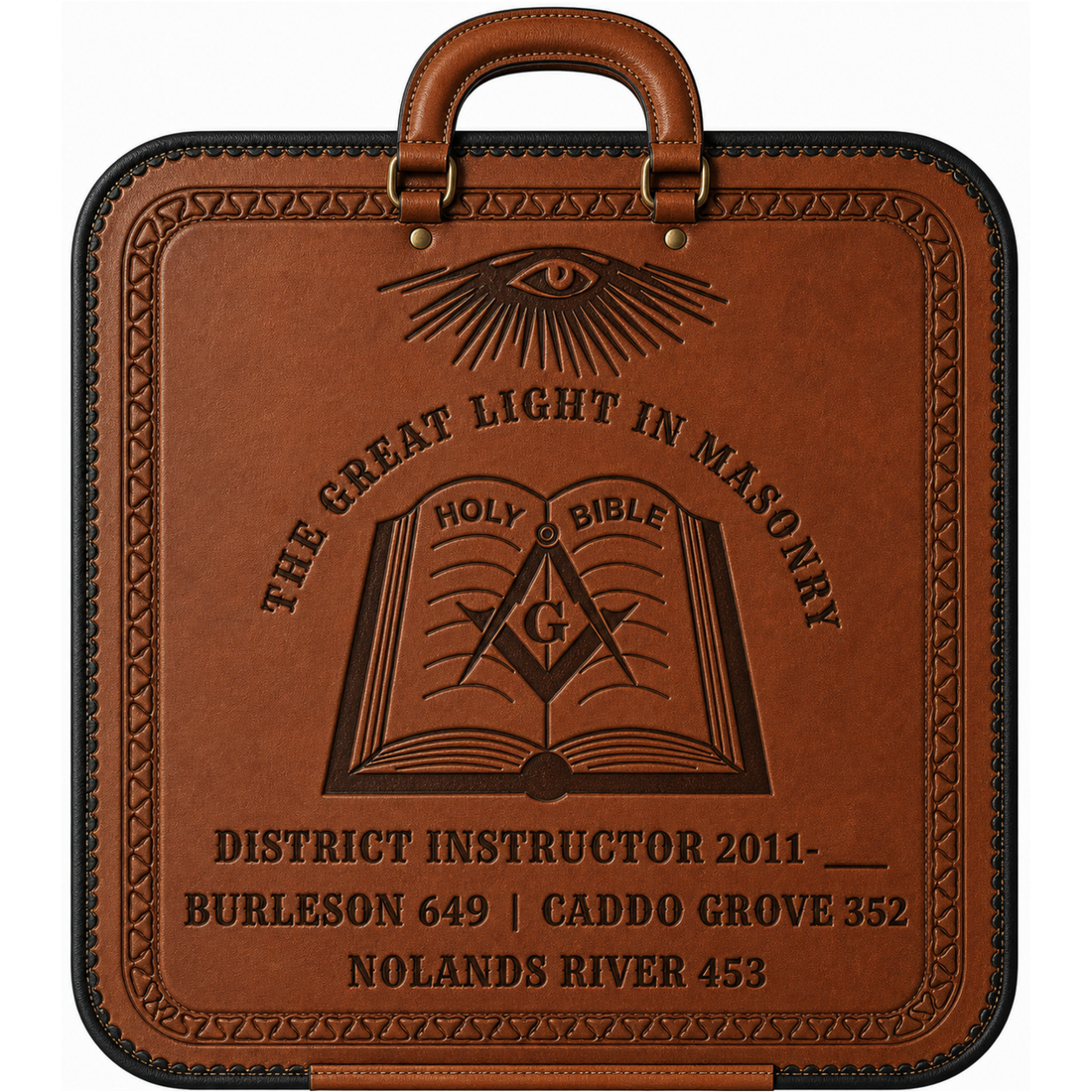 Customized Texas-Size Hand-Tooled Brown Leather Apron Case
