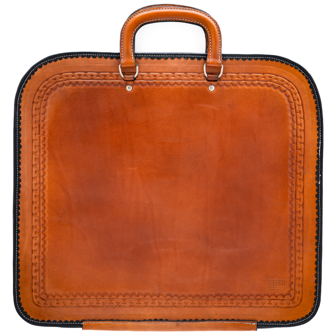 Customized Masonic-Light Hand-Tooled Brown Leather Apron Case | Paul D. Lieberman