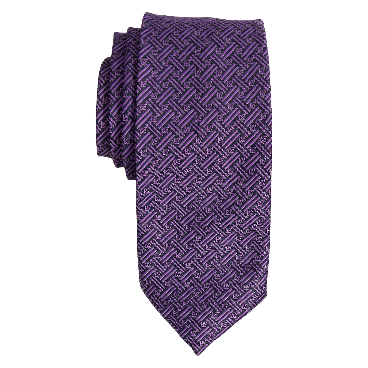 Purple Masonic tie with Square & Compass lattice pattern, premium fabric, and subtle geometric design for lodge meetings, grand lodge sessions, ceremonies, and Masonic events
